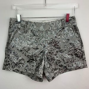 LC LAUREN CONRAD — Silver Metallic Jacquard Shorts